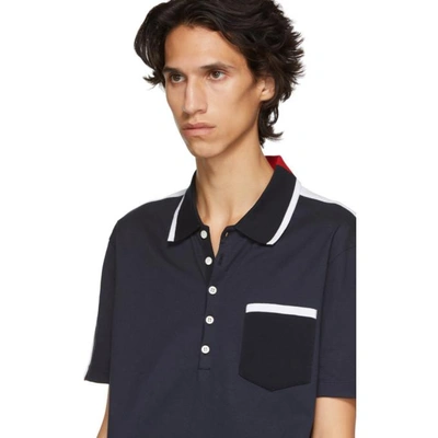 Shop Thom Browne Navy And Red Bicolor Polo In 960rwbwht