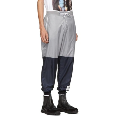 Shop Thom Browne Grey And Navy Ripstop Sweatpants In 998mltseaso