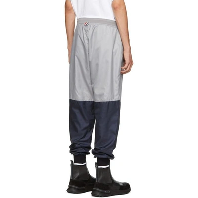 Shop Thom Browne Grey And Navy Ripstop Sweatpants In 998mltseaso