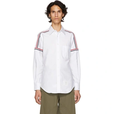 Shop Thom Browne White Elastic Stripe Seamed Classic Point Collar Shirt