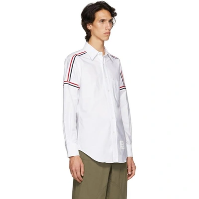 Shop Thom Browne White Elastic Stripe Seamed Classic Point Collar Shirt
