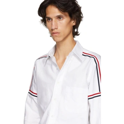 Shop Thom Browne White Elastic Stripe Seamed Classic Point Collar Shirt