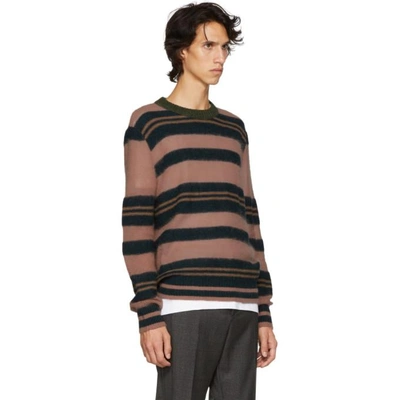Shop Marni Pink And Navy Striped Sweater In Rgv86 Multi