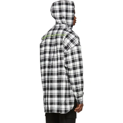 Shop Juunj Juun.j Black And White Check Hooded Shirt In 5 Black