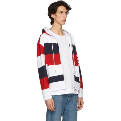 Shop Thom Browne Multicolor Rugby Stripe Zip-up Hoodie In 960 Rwbwht