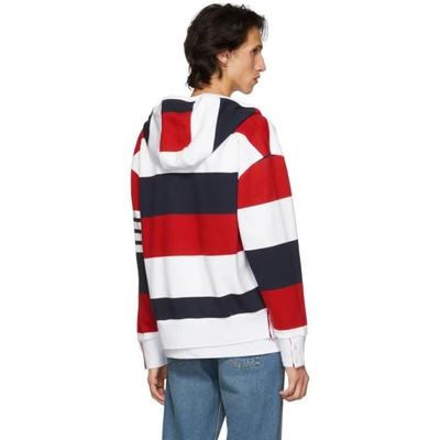 Shop Thom Browne Multicolor Rugby Stripe Zip-up Hoodie In 960 Rwbwht