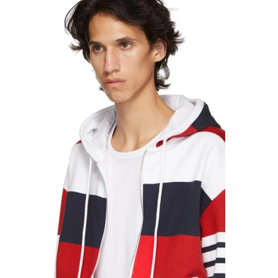 Shop Thom Browne Multicolor Rugby Stripe Zip-up Hoodie In 960 Rwbwht