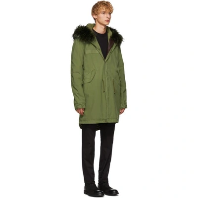 Shop Mr & Mrs Italy Mr And Mrs Italy Green Long Fur Parka In 3040 Army
