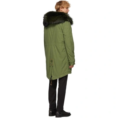 Shop Mr & Mrs Italy Mr And Mrs Italy Green Long Fur Parka In 3040 Army