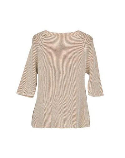 Shop Altea Woman Sweater Light Brown Size M Cotton, Viscose, Elastane, Polyester In Beige