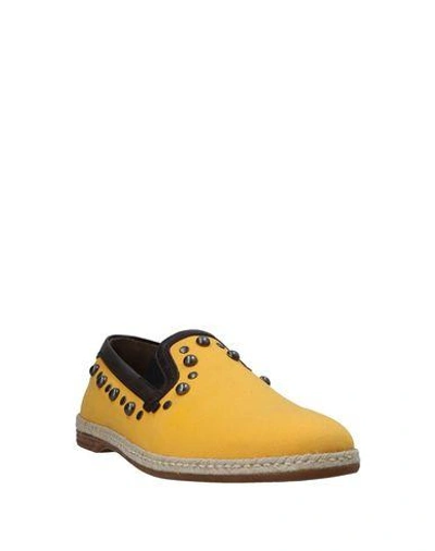 Shop Dolce & Gabbana Man Sneakers Ocher Size 9 Soft Leather, Textile Fibers