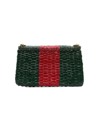 Shop Gucci Linea Cestino Mini Coated Wicker Shoulder Bag - Green