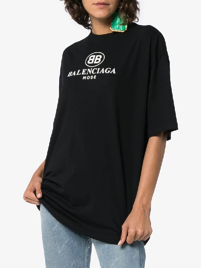 Shop Balenciaga Bb Mode Cotton T-shirt In Black