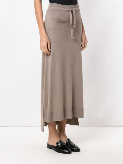 Shop Mara Mac Long Knitted Skirt In Neutrals
