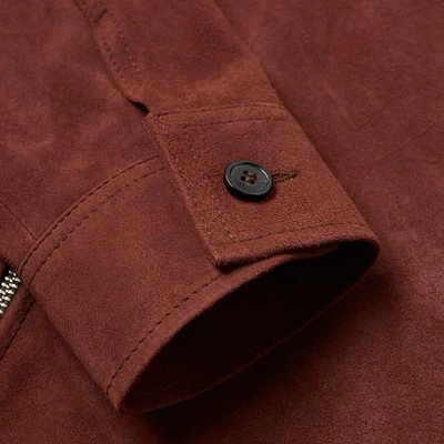 Shop Our Legacy Suede Zip Shirt In Brown