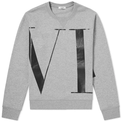 Shop Valentino Vltn Print Crew Sweat In Grey