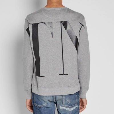 Shop Valentino Vltn Print Crew Sweat In Grey