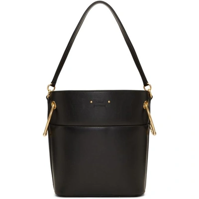 Shop Chloé Chloe Black Medium Roy Bucket Bag In 001 Black