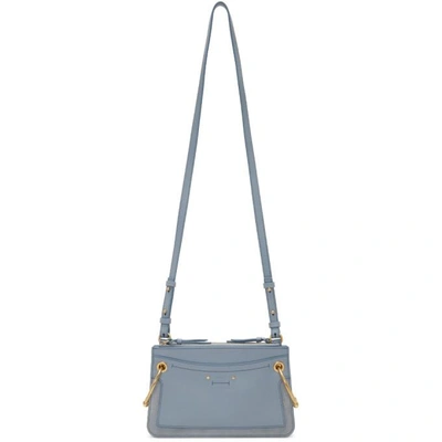 Shop Chloé Chloe Blue Mini Roy Double Zip Bag In 4e2 Washedb