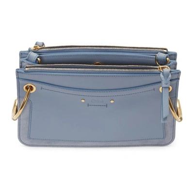 Shop Chloé Chloe Blue Mini Roy Double Zip Bag In 4e2 Washedb