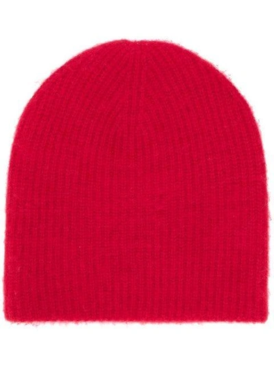 Shop Warm-me Harry Rib Knit Hat - Red