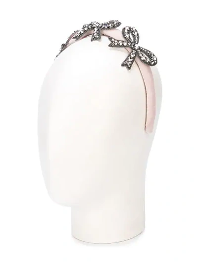Shop Gucci Gemstone Bows Headband - Pink