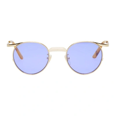 Shop Gucci Gold Round Engraved Sunglasses In 004endurago