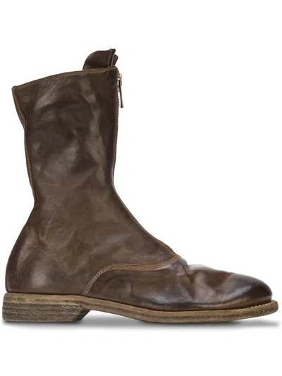 Shop Guidi Front Zip Boots In Brown