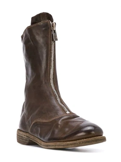 Shop Guidi Front Zip Boots In Brown