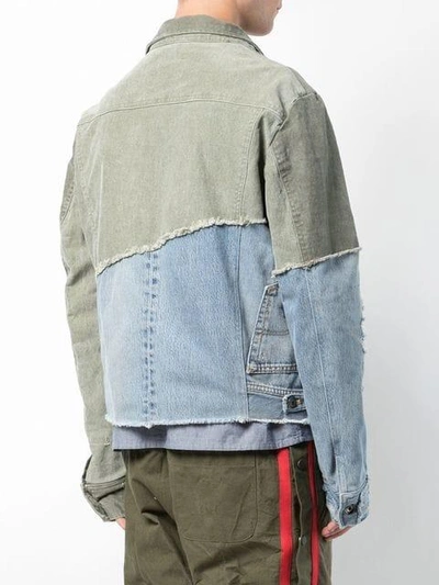 Shop Greg Lauren Denim-panelled Jacket - Green