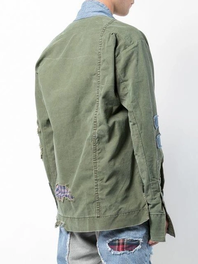 Shop Greg Lauren Distressed Wrap Jacket - Green