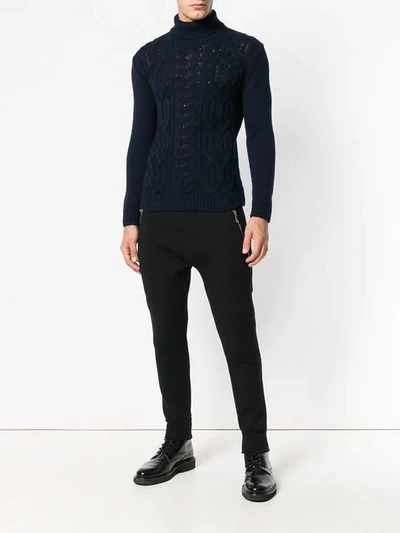 Shop Tagliatore Turtle Neck Jumper - Blue