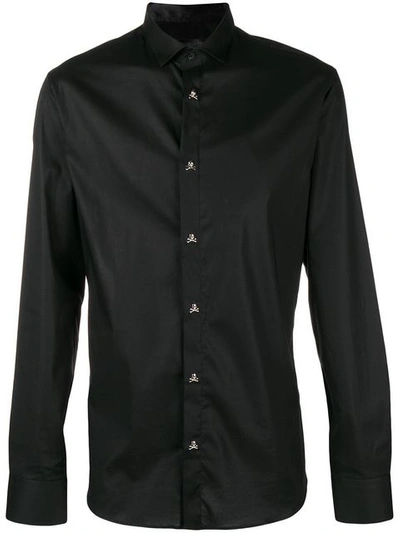 Shop Philipp Plein Skull Buttoned Shirt - Black