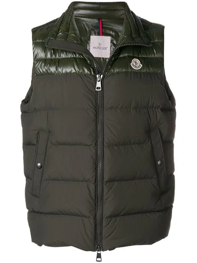 Shop Moncler Deneb Down Gilet In Green