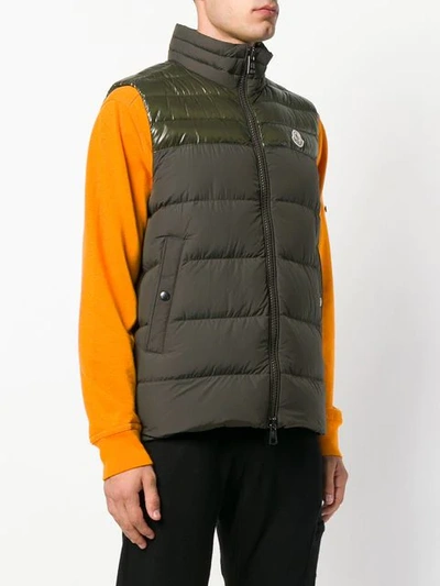 Shop Moncler Deneb Down Gilet In Green