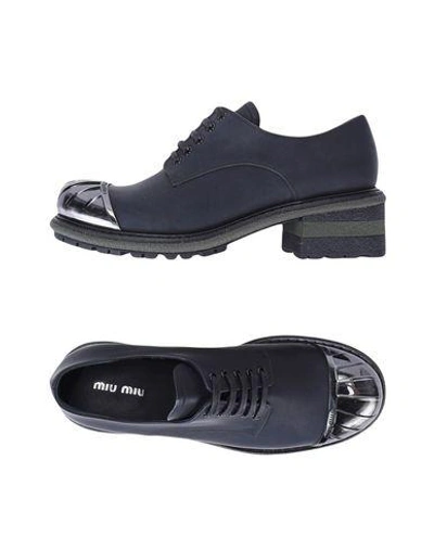 Shop Miu Miu Lace-up Shoes In Black