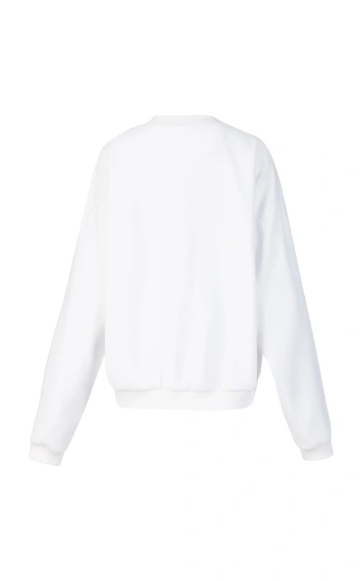 Shop Burberry Embroidered Crewneck Sweater In White