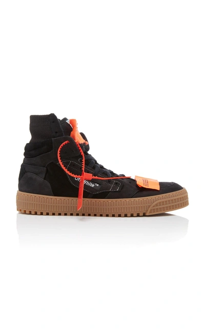 Shop Off-white Suede And Canvas High-top Sneakers In Black