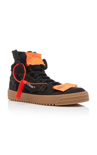 Shop Off-white Suede And Canvas High-top Sneakers In Black