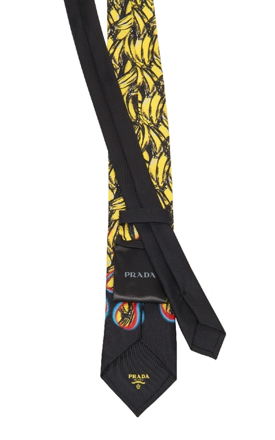 Shop Prada Banana And Flame Silk Tie In Print