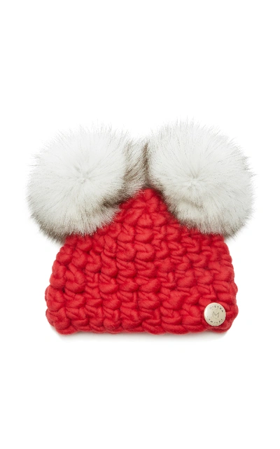 Shop Mischa Lampert Mickey Mouse Merino Wool Child Beanie In Red
