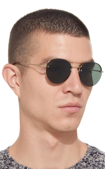 Shop Garrett Leight Beaumont Round-frame Metal And Acetate Sunglasses In Black