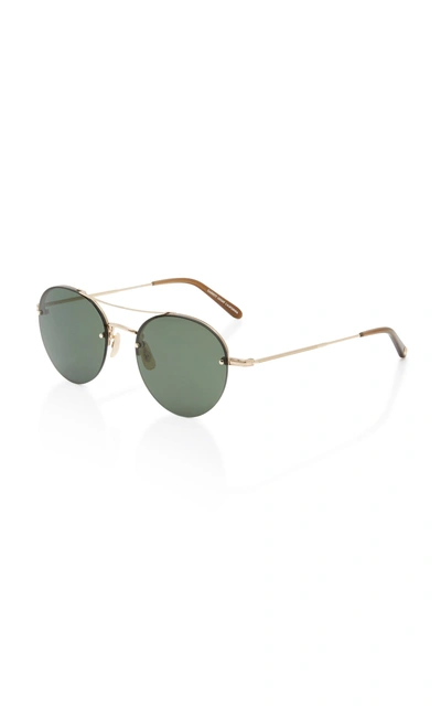 Shop Garrett Leight Beaumont Round-frame Metal And Acetate Sunglasses In Black