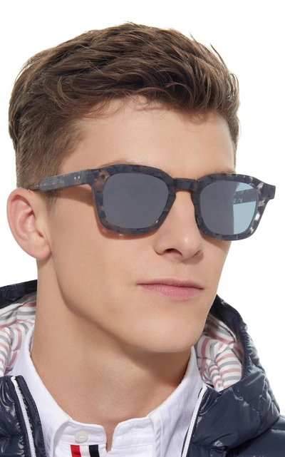 Shop Thom Browne Tortoiseshell Acetate Square Sunglasses In Grey