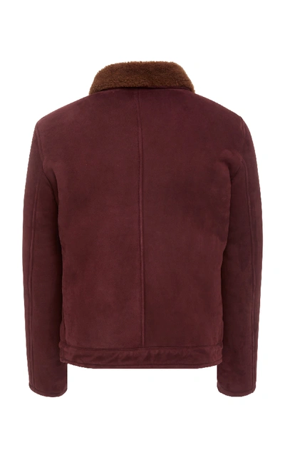 Shop Eidos Suede And Shearling Jacket In Burgundy