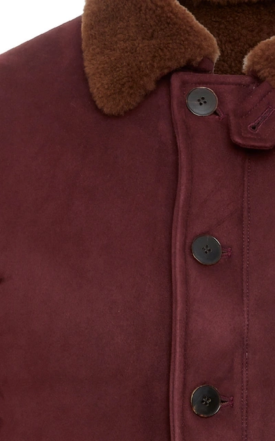 Shop Eidos Suede And Shearling Jacket In Burgundy