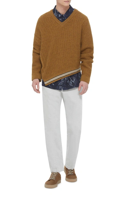 Shop Lanvin Asymmetric Wool And Alpaca-blend Sweater In Yellow