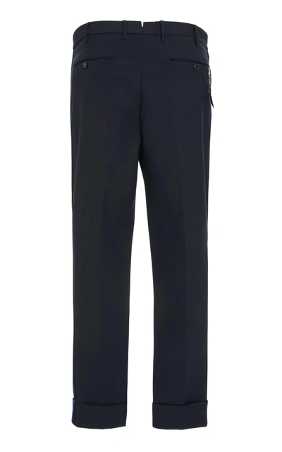 Shop Pt Forward Striped Cotton-blend Skinny Pants In Navy