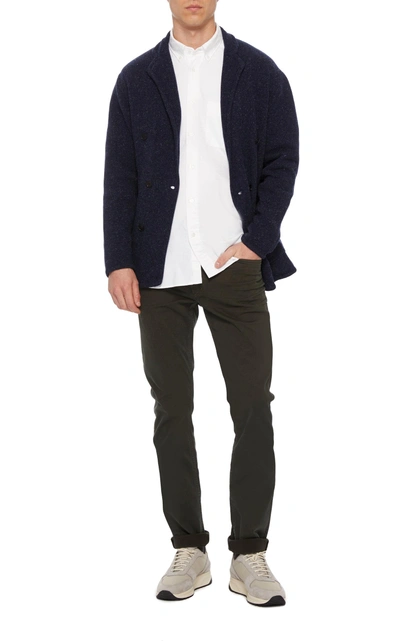 Shop Camoshita Double-breasted Wool-blend Bouclé Jacket In Navy