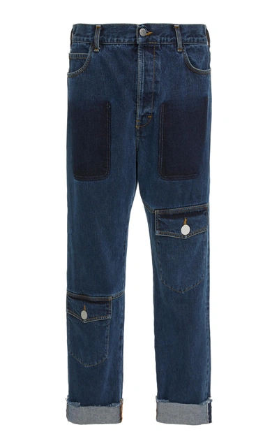 Shop Jw Anderson Distressed Straight-leg Jeans In Blue